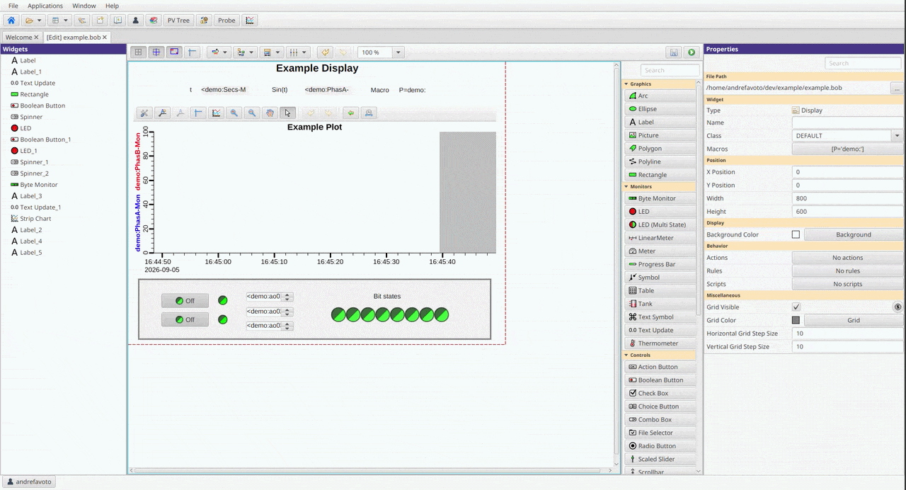 Example CS-Studio display